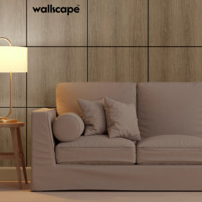 wallscape Decorative Wall Panels Square 3D 600mm x 600mm - Oak Wood Effect (4 Pack)