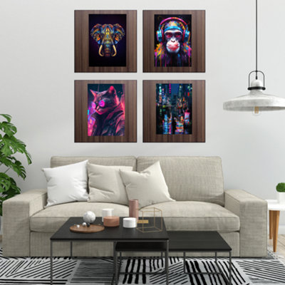 wallscape Decorative Wall Panels Square 600mm x 600mm - Dark Ebony Wood ...