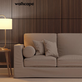 wallscape Square Decorative Wall Panels 600mm x 600mm - Dark Ebony Wood Effect (4 Pack)