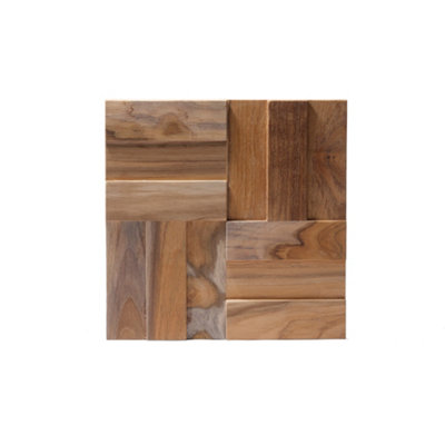 Wallsupply UltraWood Cubic Solid Teak Wood Panels, Wall Cladding 3D ...