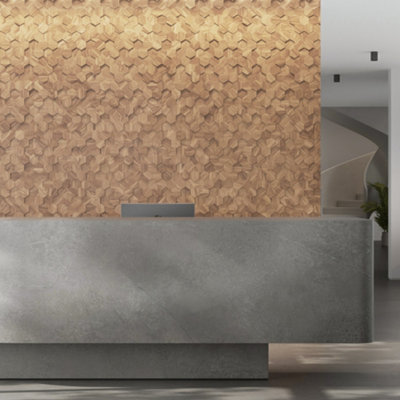 Wallsupply UltraWood Hexagon Solid Teak Wood Panels, Wall Cladding 3D ...