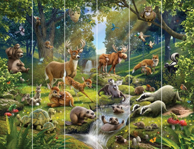 Walltastic Animals of the Forest Multicolour Smooth Wallpaper Mural 8ft high x 10ft wide