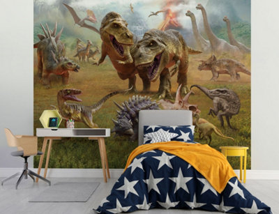 Walltastic Dinosaur Kingdom Multicolour Smooth Wallpaper Mural 8ft high x 10ft wide