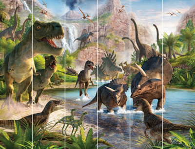 Walltastic Dinosaur Land Multicolour Smooth Wallpaper Mural 8ft high x 10ft wide