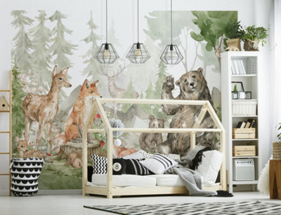 Walltastic Forest Friends Multicolour Smooth Wallpaper Mural 8ft high x