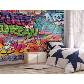 Walltastic Graffiti Multicolour Smooth Wallpaper Mural 8ft high x 10ft wide