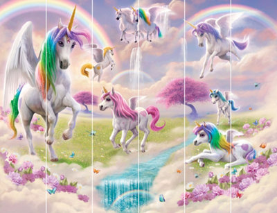 Walltastic Magical Unicorn Multicolour Smooth Wallpaper Mural 8ft high x 10ft wide
