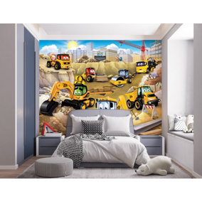 Walltastic My First JCB Multicolour Smooth Wallpaper Mural 8ft high x 10ft wide