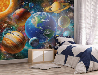 Walltastic Solar System Multicolour Smooth Wallpaper Mural 8ft high x 10ft wide