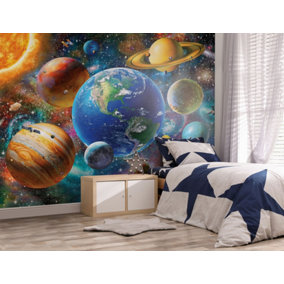 Walltastic Solar System Multicolour Smooth Wallpaper Mural 8ft high x 10ft wide