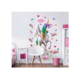 Walltastic Unicorn Multicolour 3D effect Self-adhesive Wall sticker (H)525mm (L)70mm (W)70mm