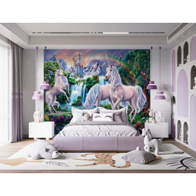Walltastic Unicorn Paradise Multicolour Smooth Wallpaper Mural 8ft high x 10ft wide