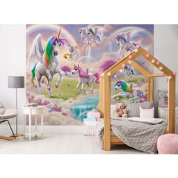 Walltastic Wallpaper Mural Multicolour Unicorns 3D effect Matt Mural