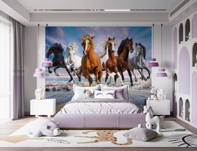 Walltastic Wild Horses Multicolour Smooth Wallpaper Mural 8ft high x 10ft wide