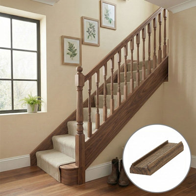 Walnut Baserail TBR 3.0m 32mm Groove For Stair Spindles UK Manufactured ...