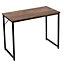 Walnut Compact Industrial Computer Desk 39" Small Home Office Writing PC Study Table