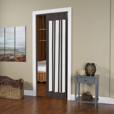 Walnut Effect PVC Folding Accordion Door Interior Sliding Doors 81cm W x 203cm H