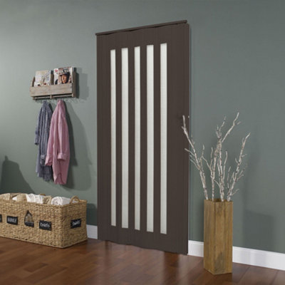 Walnut Effect PVC Folding Accordion Door Interior Sliding Doors 87cm W x 203cm H