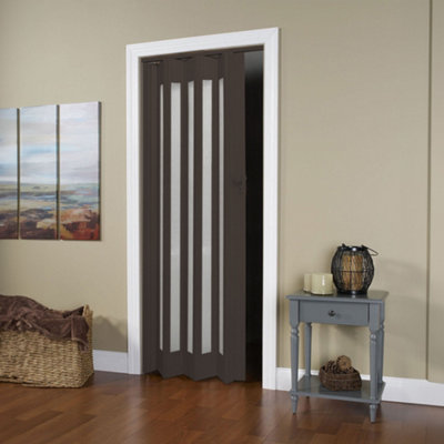 Walnut Effect PVC Folding Accordion Door Interior Sliding Doors 87cm W x 203cm H