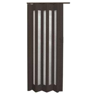 Walnut Effect PVC Folding Accordion Door Interior Sliding Doors 87cm W x 203cm H
