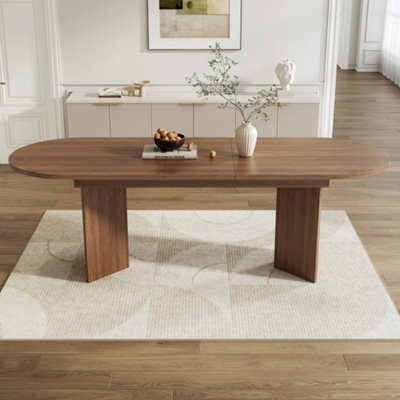 Walnut Extendable Dining Table (160-200cm) - 6-8 Seater MDF, Rounded Corners, Modern Style for UK Homes
