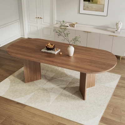 Walnut Extendable Dining Table (160-200cm) - 6-8 Seater MDF, Rounded Corners, Modern Style for UK Homes