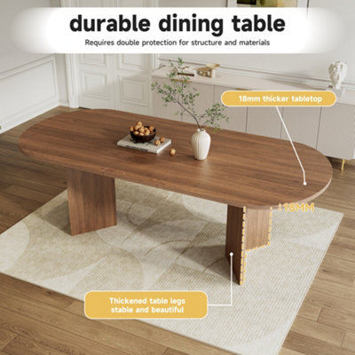 Walnut Extendable Dining Table (160-200cm) - 6-8 Seater MDF, Rounded Corners, Modern Style for UK Homes