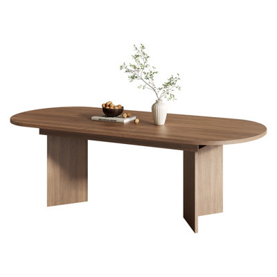 Walnut Extendable Dining Table (160-200cm) - 6-8 Seater MDF, Rounded Corners, Modern Style for UK Homes