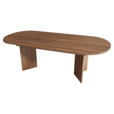 Walnut Extendable Dining Table (160-200cm) - 6-8 Seater MDF, Rounded Corners, Modern Style for UK Homes