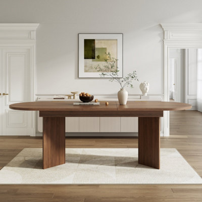 Walnut Extendable Dining Table (160-200cm) - 6-8 Seater MDF, Rounded ...