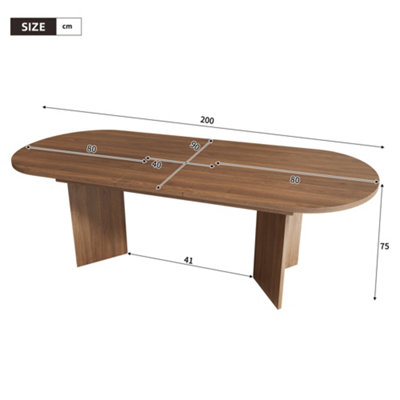 Walnut Extendable Dining Table (160-200cm) - 6-8 Seater MDF, Rounded ...