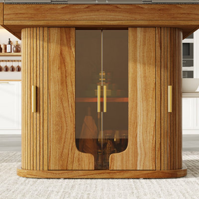 Walnut Extendable Dining Table with Integrated Storage & Glass Doors - Round to Oval, Seats 6