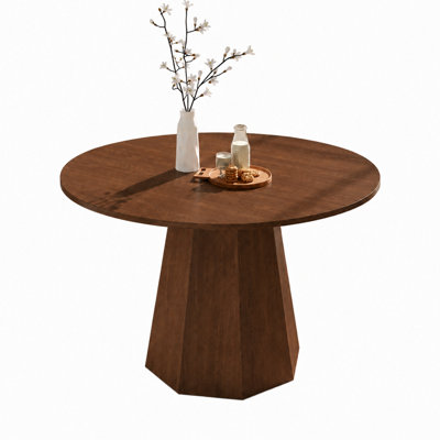 Walnut Farmhouse Round Dining Table - 120cm, Seats 4-6, for Kitchen & Dining Room