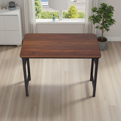 Walnut Finish Rectangular Folding Table with Double Spring Mechanism ...