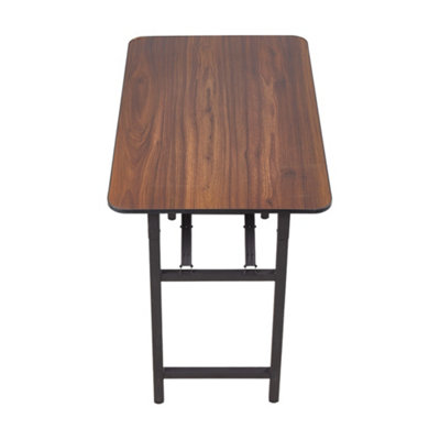 Walnut Finish Rectangular Folding Table with Double Spring Mechanism ...