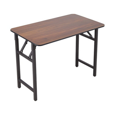 Walnut Finish Rectangular Folding Table with Double Spring Mechanism ...
