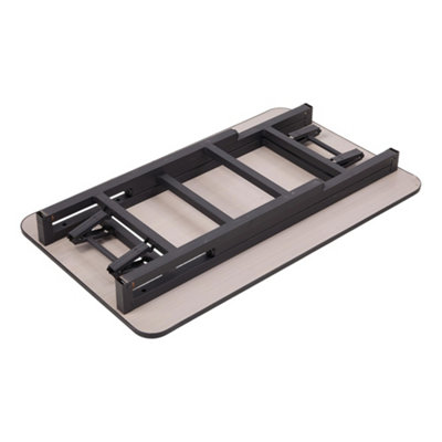 Walnut Finish Rectangular Folding Table with Double Spring Mechanism ...