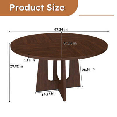 Walnut Finish Round Dining Table 120cm - Farmhouse Style 4-6 Seater Kitchen & Dining Room Table with Easy Assembly