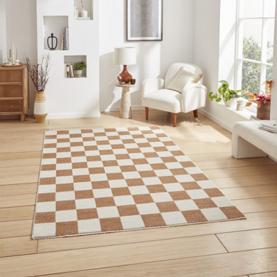 Walnut Geometric 10mm Thick Rug, Stain-Resistant Anti-Shed Modern Rug for Bedroom, Living, & Dining Room-200cm X 290cm