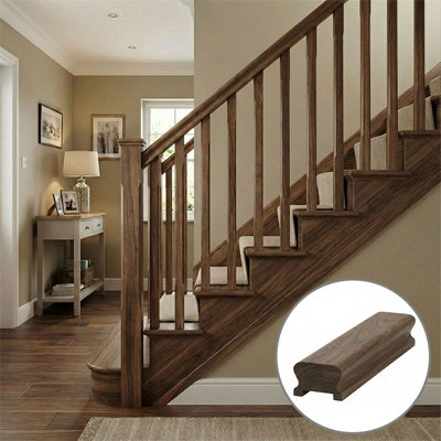 Walnut Handrail LHR 3.0m - 41mm Groove For Spindles UK Manufactured ...
