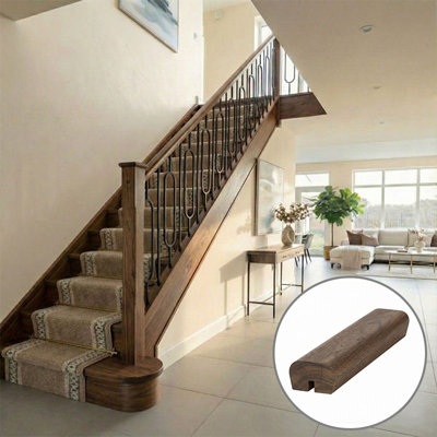 Walnut Handrail Modern 2.4m - 13mm Groove For Square Metal Spindles UK ...