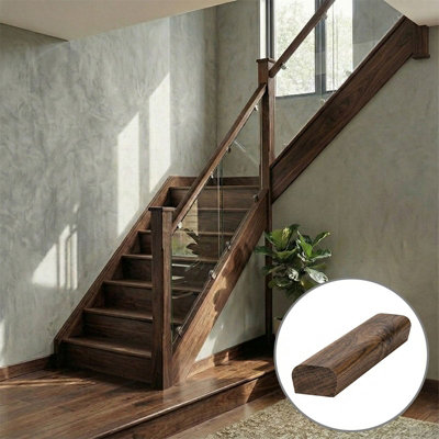 Walnut Handrail Modern 3.6m - No Groove UK Manufactured Traditional ...