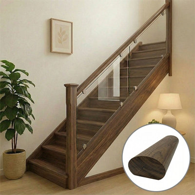 Walnut Handrail Oval 2.4m - No Groove UK Manufactured Traditional ...