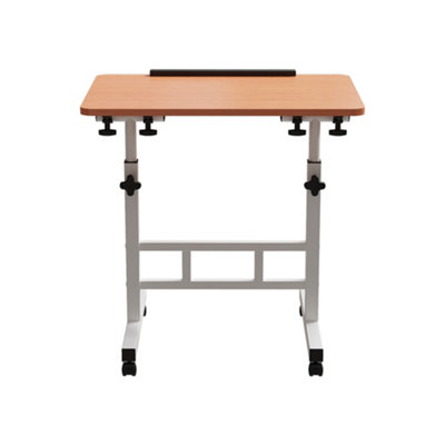 Walnut Height Adjustable Mobile Overbed Table