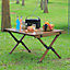 Walnut Outdoor Foldable Low Wooden Table with Carrying Bag for Picnic and Camping 90cm W x 60cm D x 44cm H