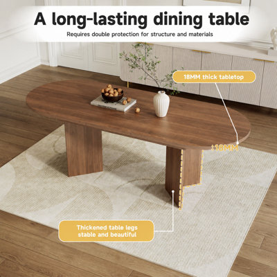 Walnut Oval Extendable Dining Table 120-160cm - Modern Wood Grain Finish, Seats 4-6