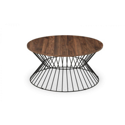 Walnut Round Wire Coffee Table