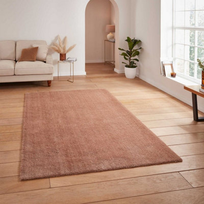 Walnut Shaggy Washable Plain Modern Rug For Living Room Bedroom & Dining Room-120cm X 170cm