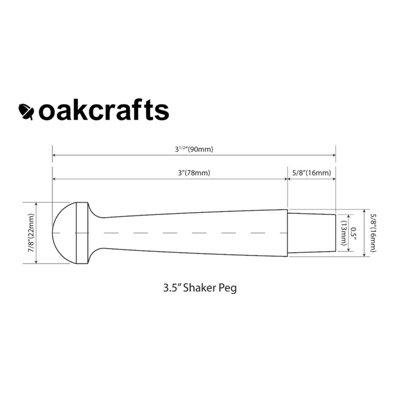 Walnut Shaker Peg 3.5"/90mm - Pack of 10 - 4