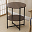 Walnut Small Round Bedside Table Coffee Table with 2 Tier